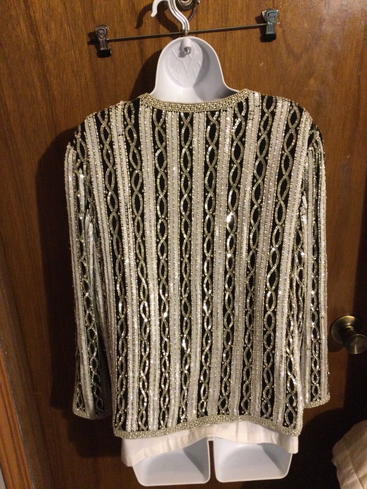 Carina Sequin 100% Silk Beaded Jacket Dressy Evening Formal Cocktail Size Small