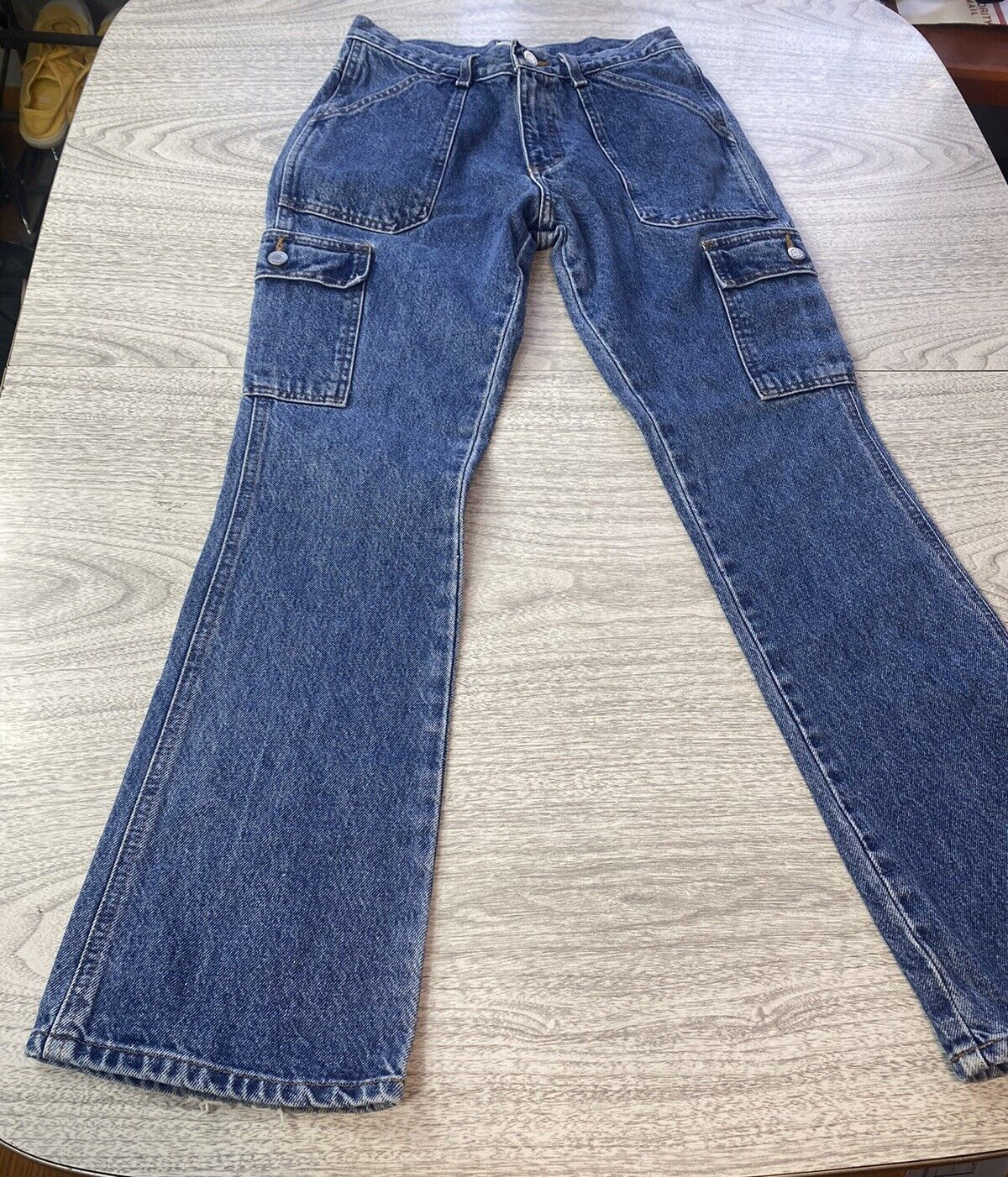 Vintage Women’s High Waist Baggy Flare Jeans w/ Pockets 27″ Waist by IN CHARGE