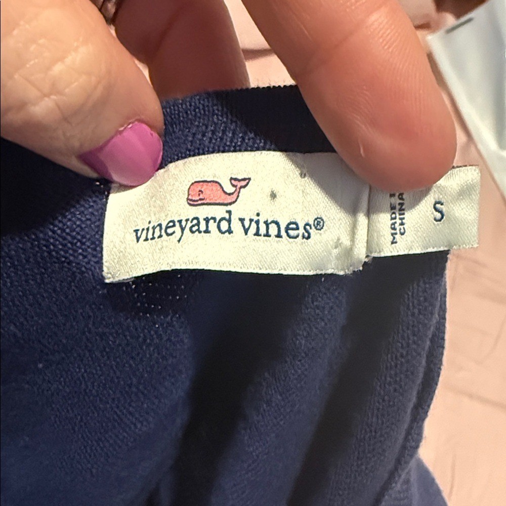 Vineyard Vines Mixed Media Tiered Sweater Blue Nautical Size Small