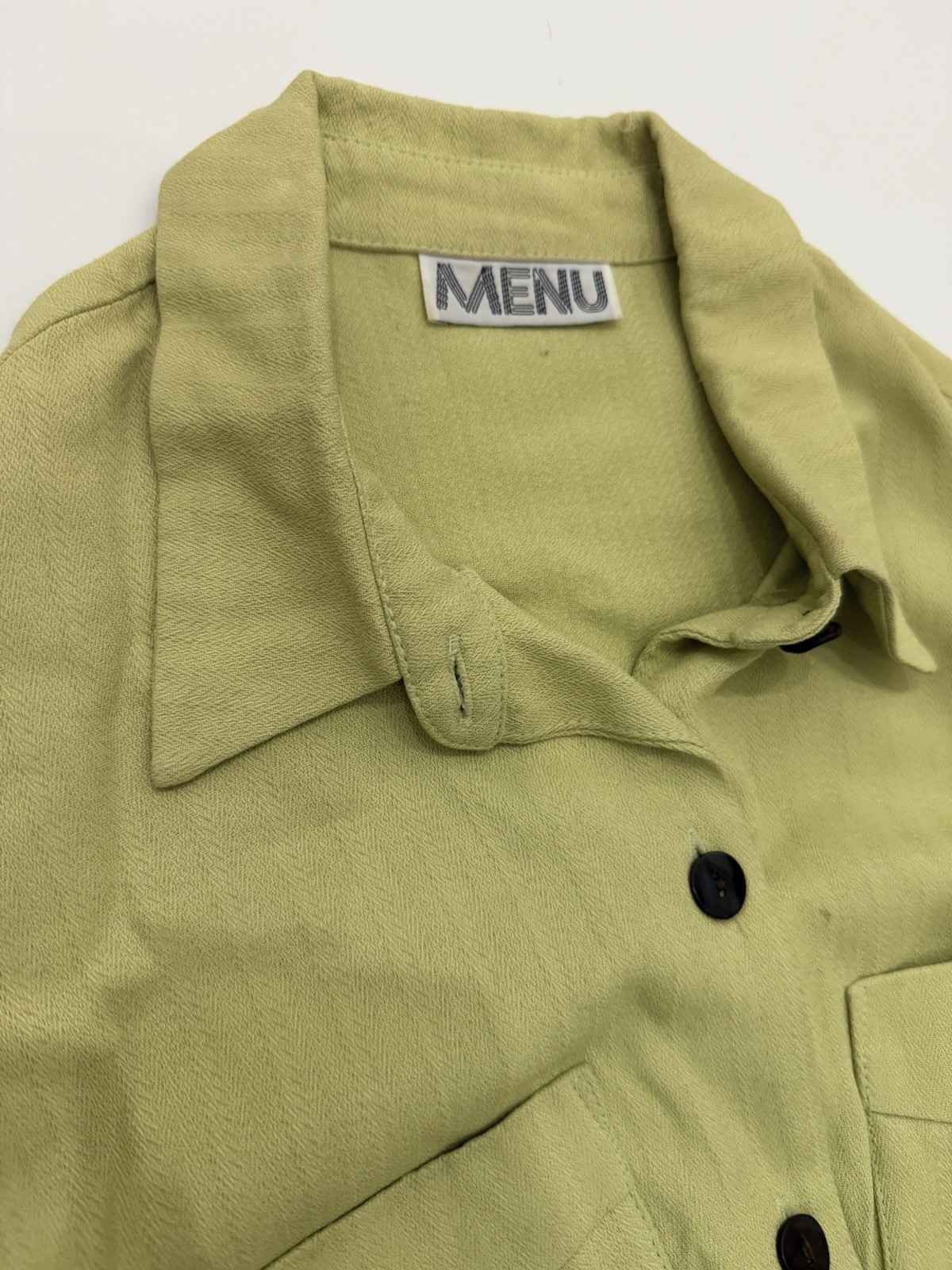 MENU Lime Green Shirt Dress | Vintage 1990s Minimalist Button Front Midi