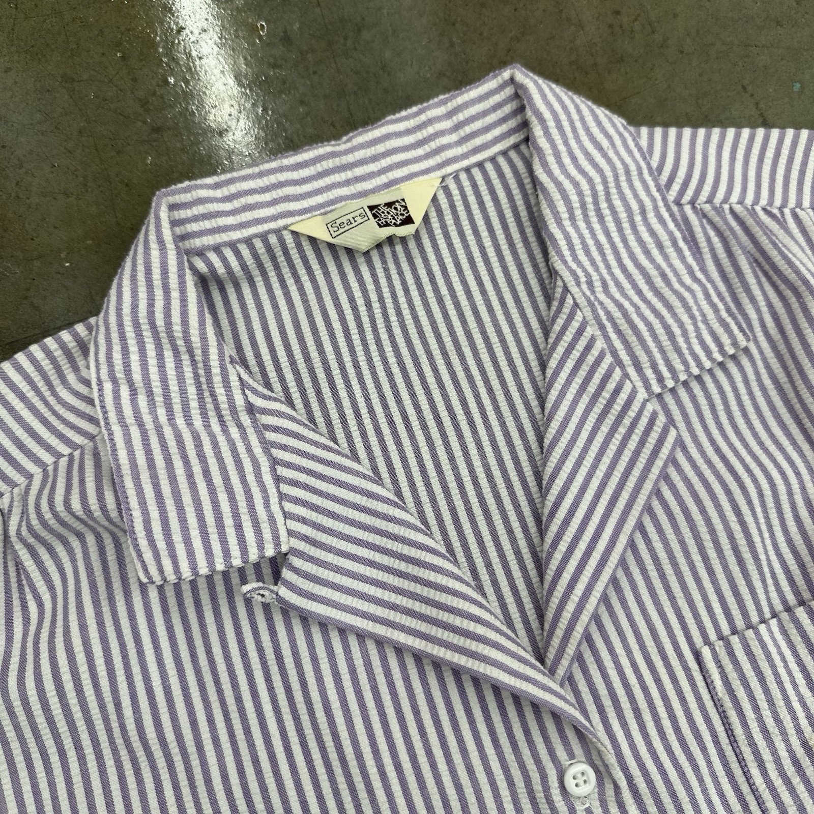 Vintage Sears The Fashion Place Women’s Loops Collar Button Up Shirt Purple