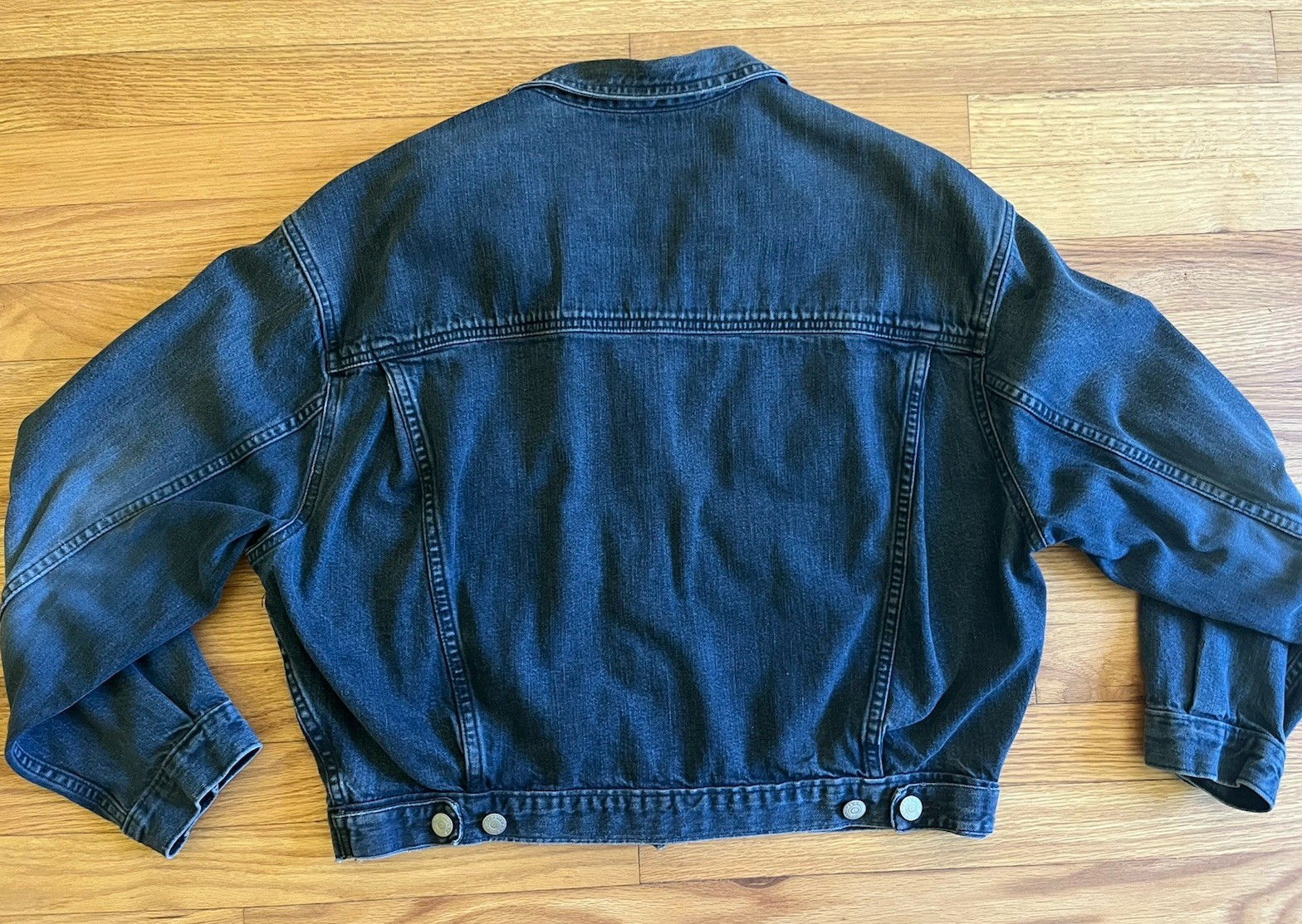 Vtg 80s Banana Republic Safari Dark Blue Denim Jean Jacket Women’s Bomber Style