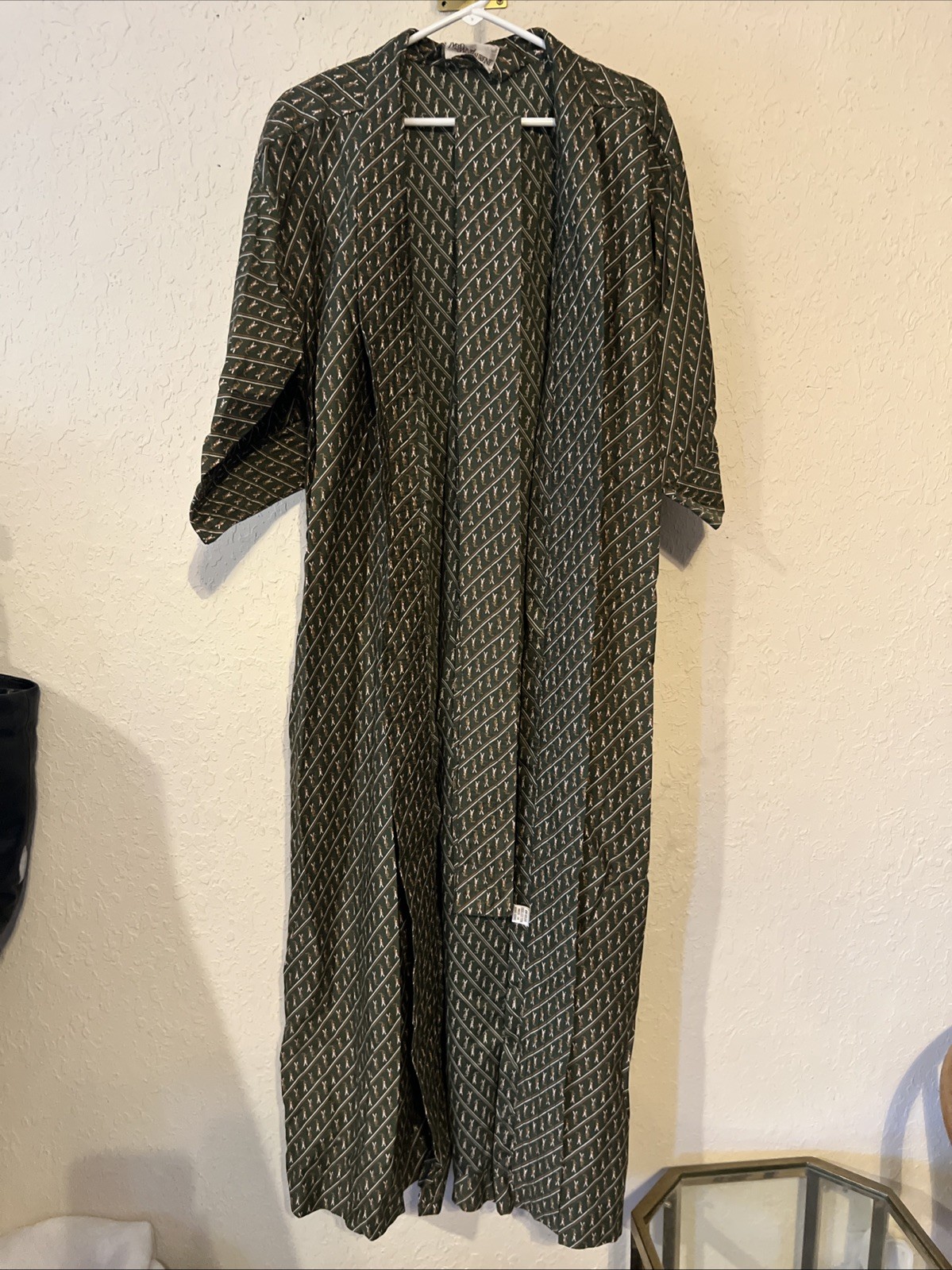 Yves Saint Laurent Kimono Robe Vintage Made In Hong Kong Olive Green Onesize