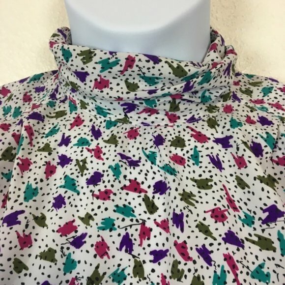 Blouse Top Women’s Size Small Medium Vintage Librarian Chic High Neck Career