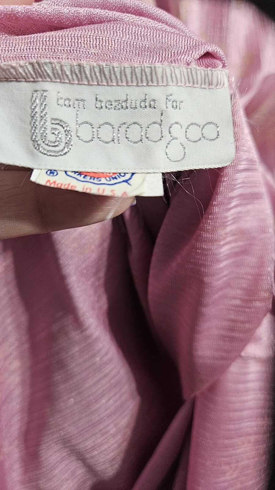 Vtg 80s Tom Bezduda Barad Co Pink Nylon Nightgown Lace Trim Floral Med Romantic