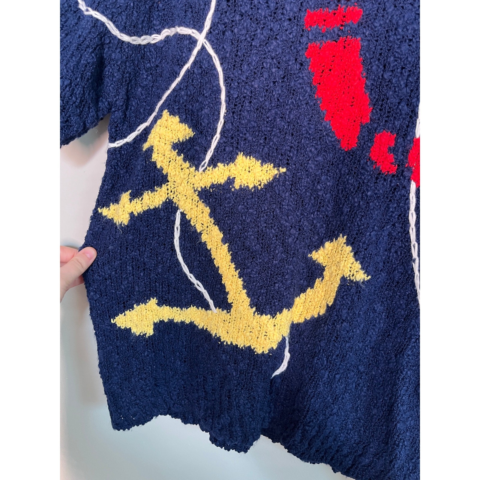 1980s Boundary Waters Nautical Sailor Coastal Cruise Resort Popcorn Sweater M