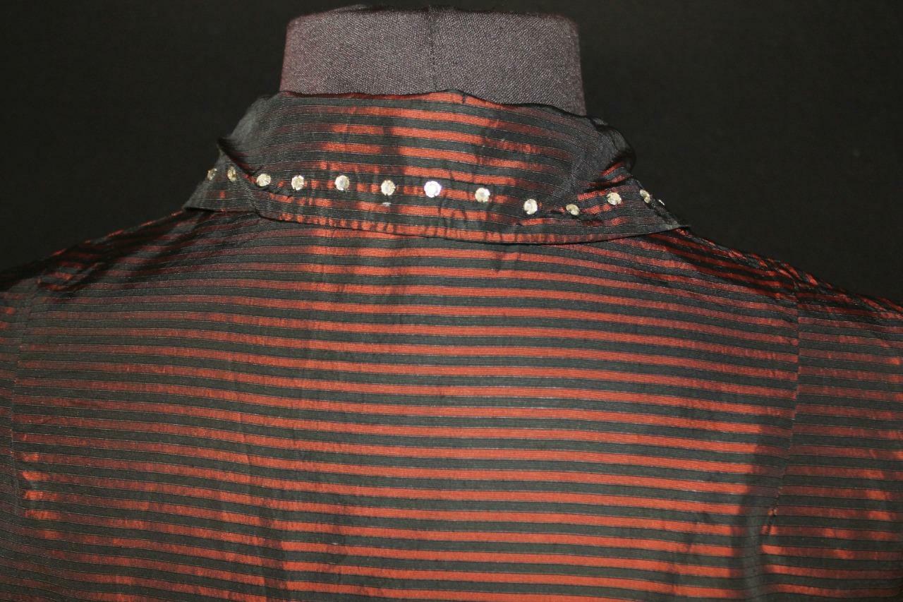 RARE VINTAGE 1950’S BRONZE SILK TAFFETA EVENING DRESS WITH RHINESTONES SIZE 4-6
