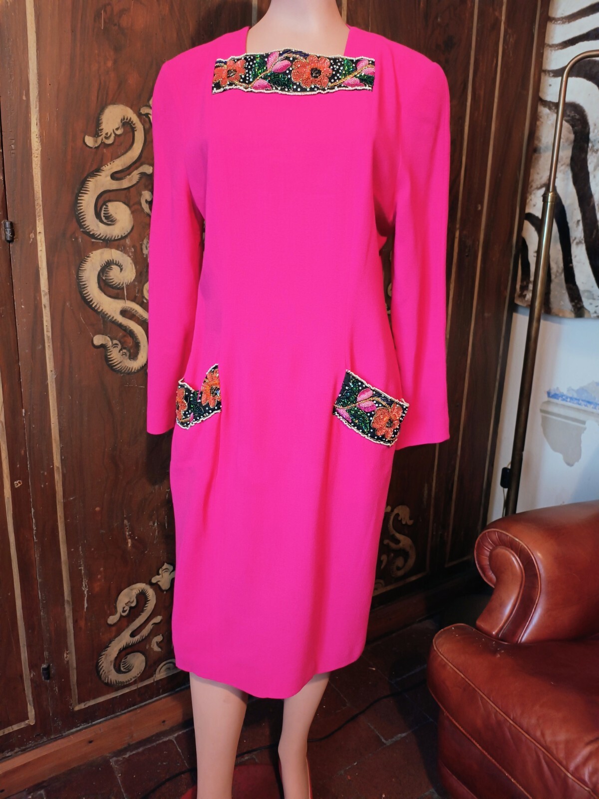 Vintage Tailored Haute Couture Dress Size M/L See Measurements Excellent Condition