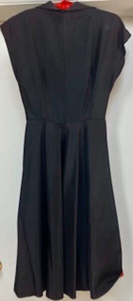 Rare Vintage Black Satin/Rayon Sleeveless Dress With Large Skirt. Size S