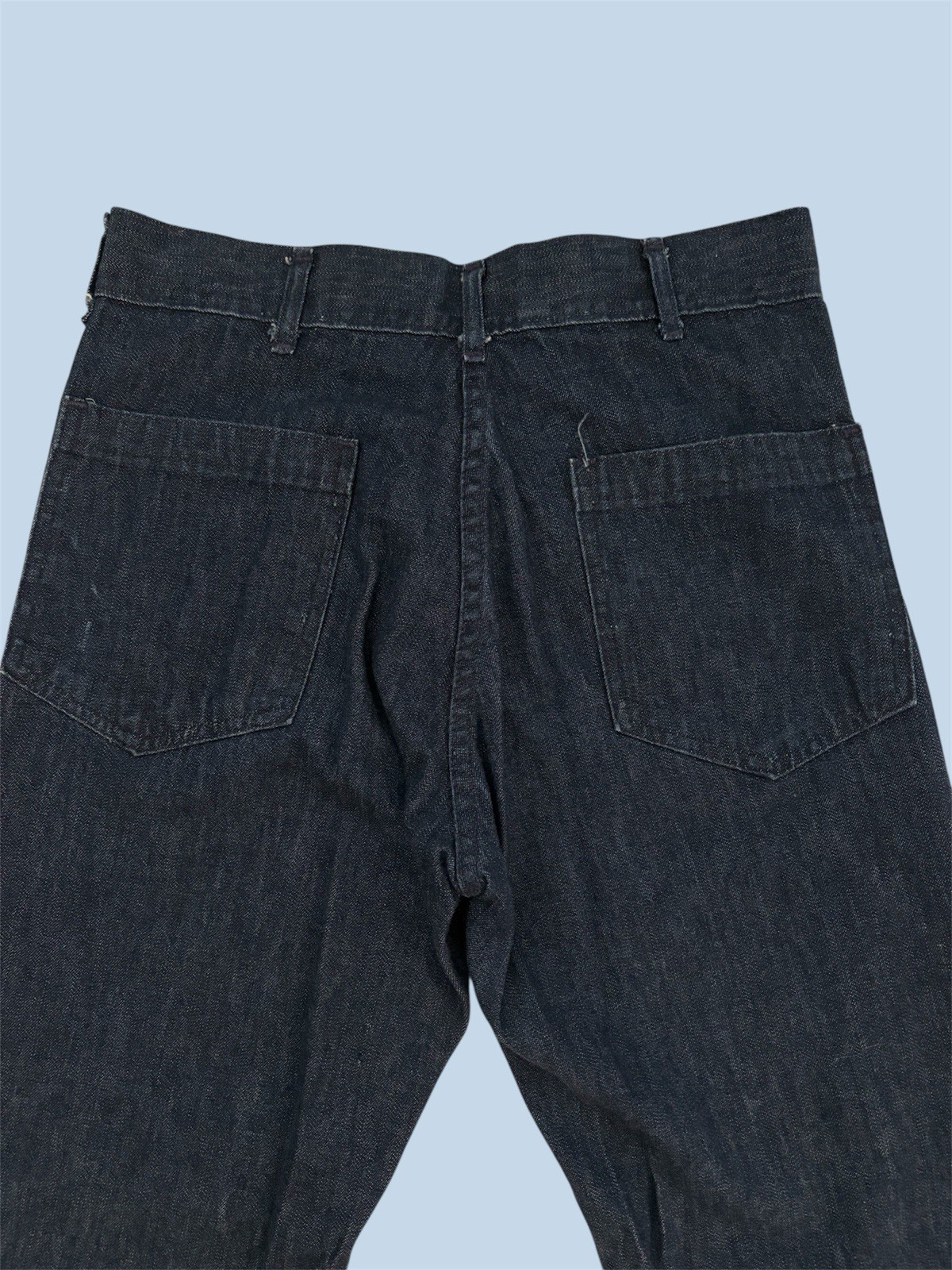 Vintage Seafarer US Navy Utility Sailor Blue Denim Bell Bottom Jeans 30” x 27”