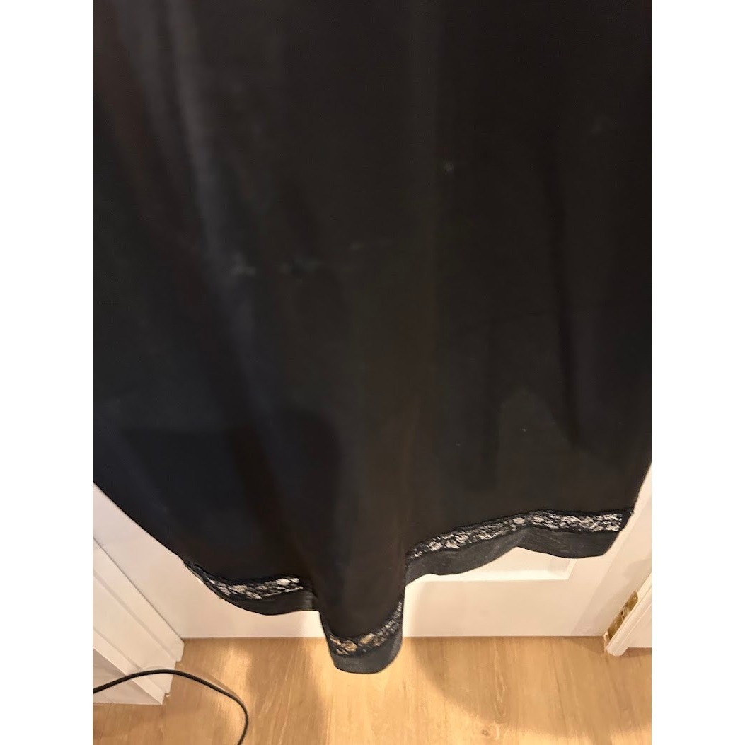 Vintage Munsingwear Black Nylon Tricot Lace Maxi Slip Dress Size 32 Tall USA