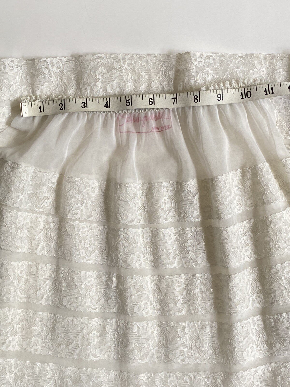 VTG 40’s/50’s Schiaparelli Paris New York White Lace Sheer Slip Skirt BEAUTIFUL
