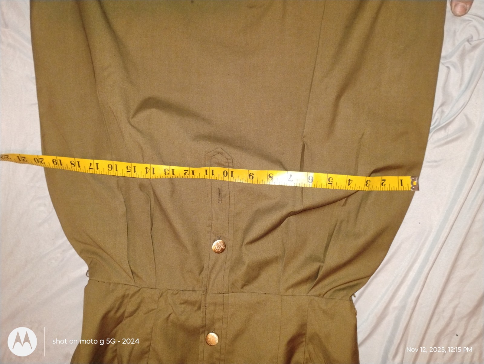 Vintage 1960s Nardis of Dallas Olive Green Shirt Dress Military Style