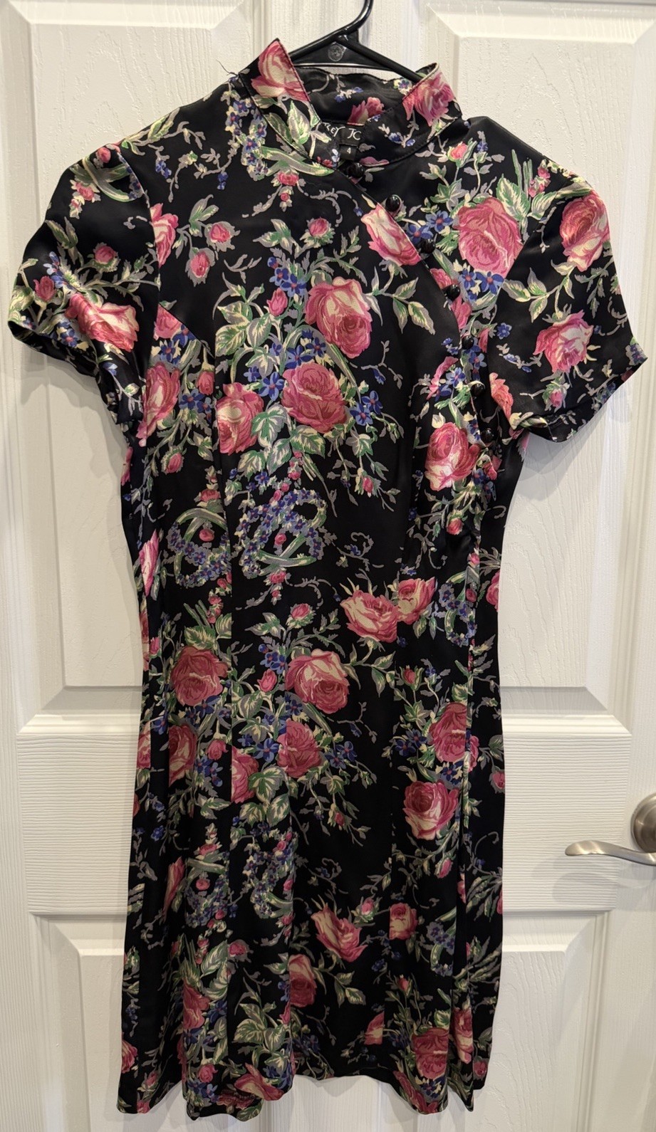 Vtg Betsy Johnson Mandarin Collar Dress Size 4 Floral Y2K