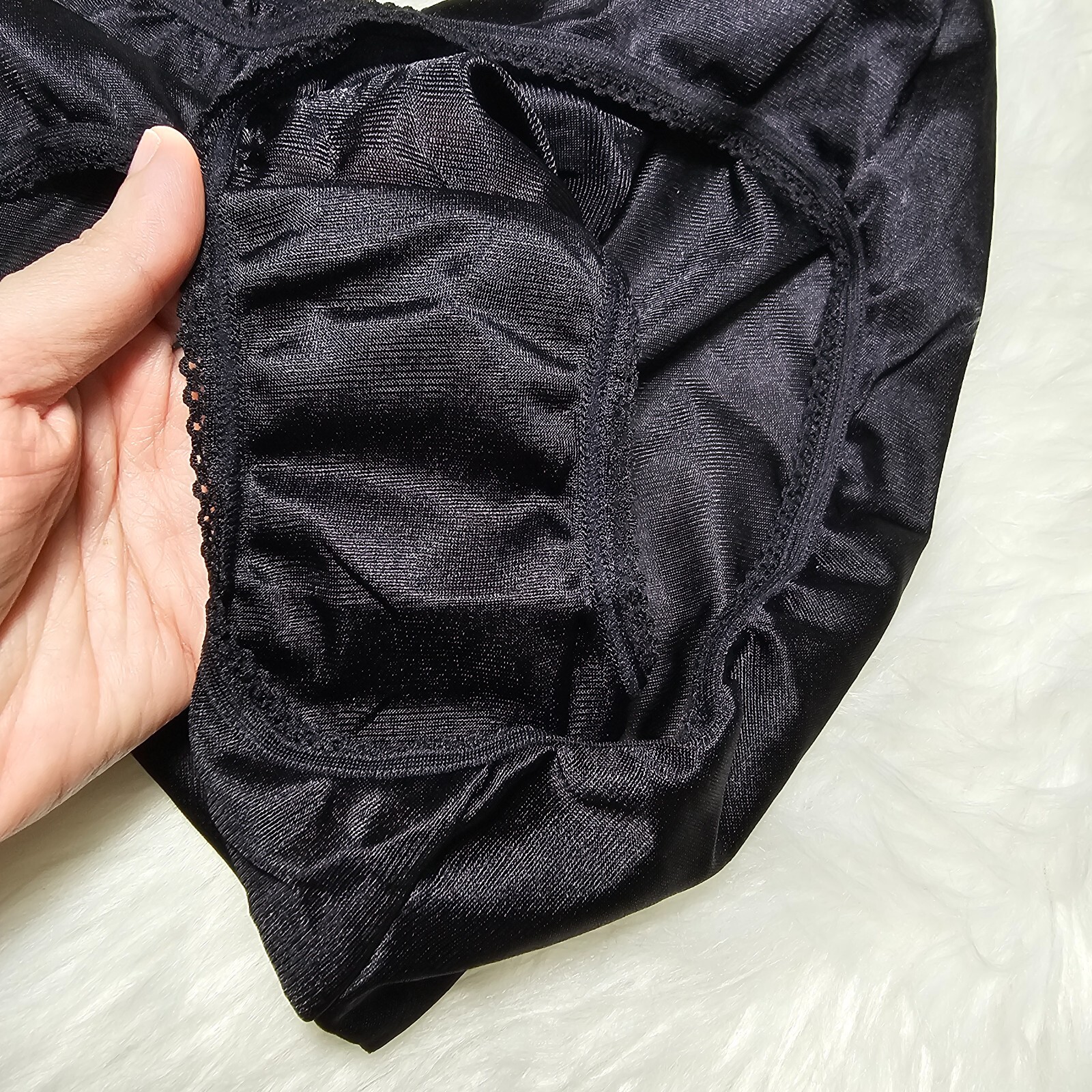 Vintage 100% Nylon Panty Silky Black Sissy Sheer Brief Size 6-7 Hip 35-39″