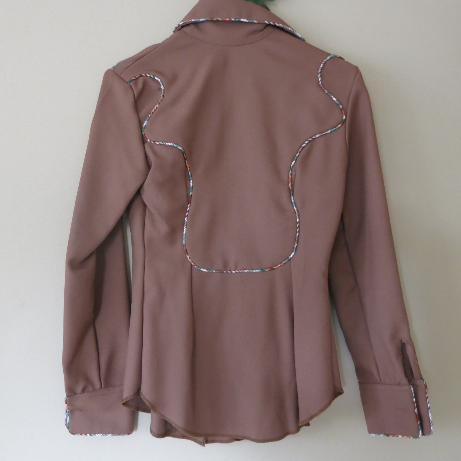 VINTAGE 70s Dickson Jenkins Western Shirt Size 10/32 Brown Horse Rodeo Cowgirl