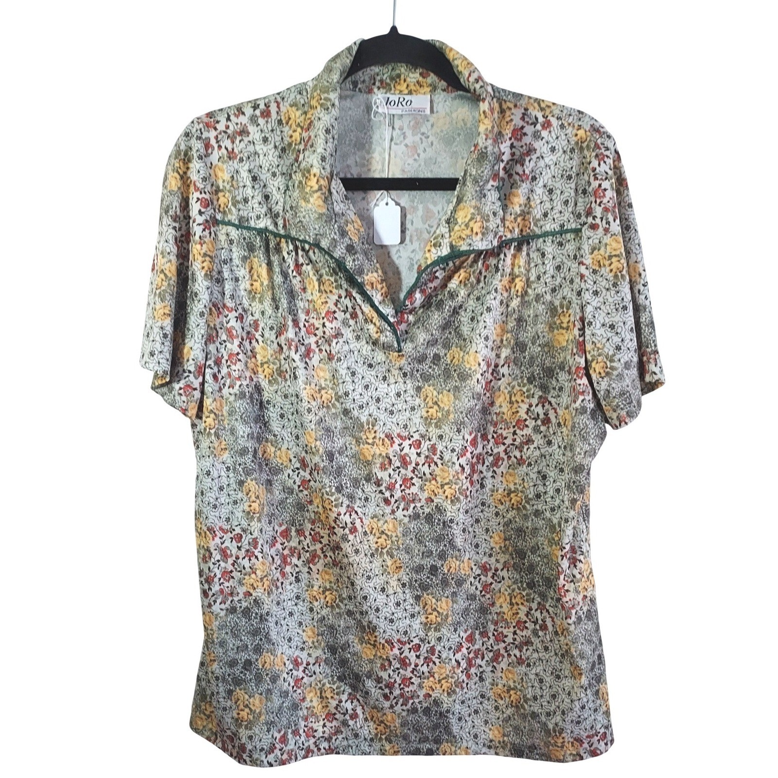 JoRo Fashions Vintage Floral Ditzy Blouse Women L Multicolor Grandmacore Retro