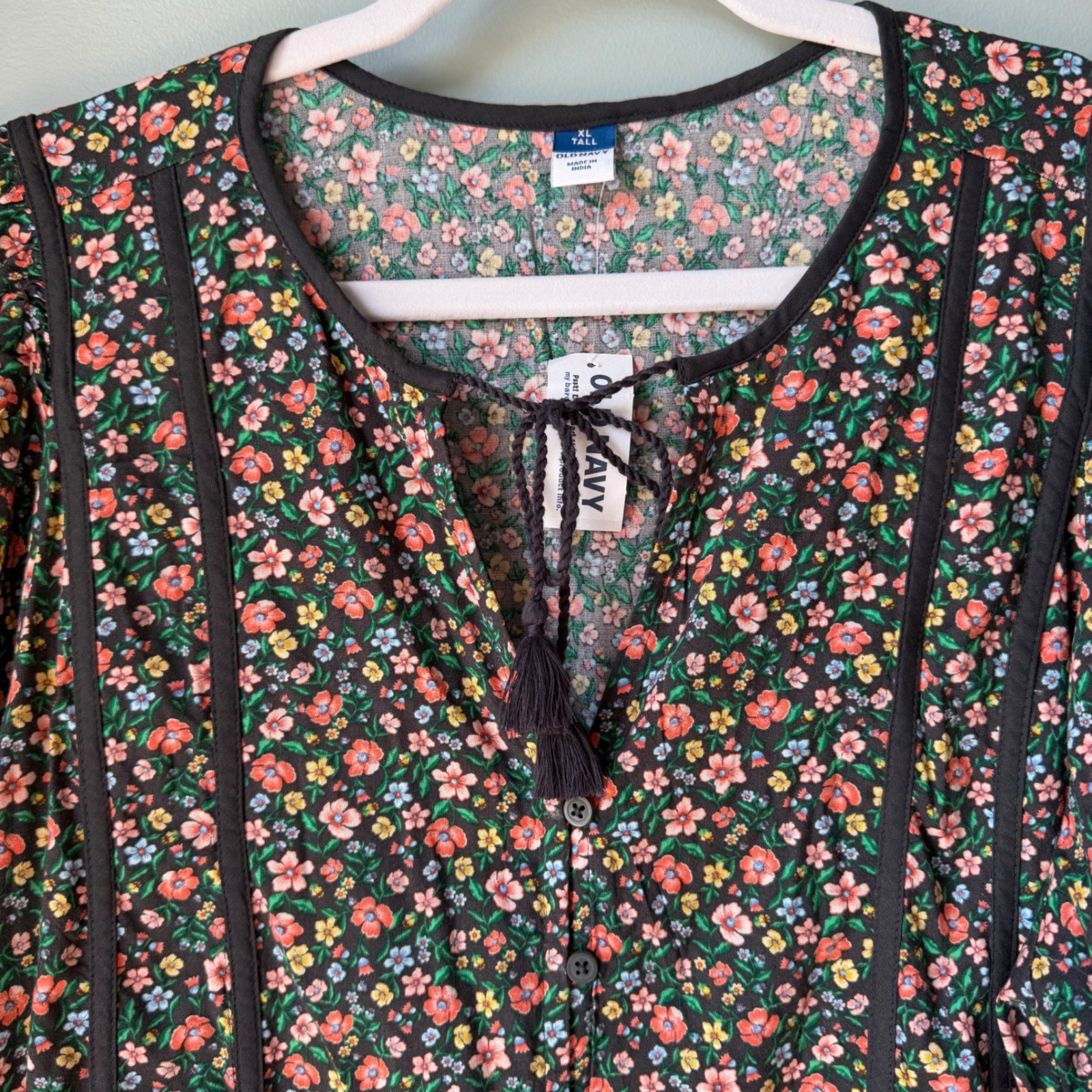 Old Navy Floral Maxi Dress Long Sleeve Tiered Boho Cottage Prairie XL TALL NWT