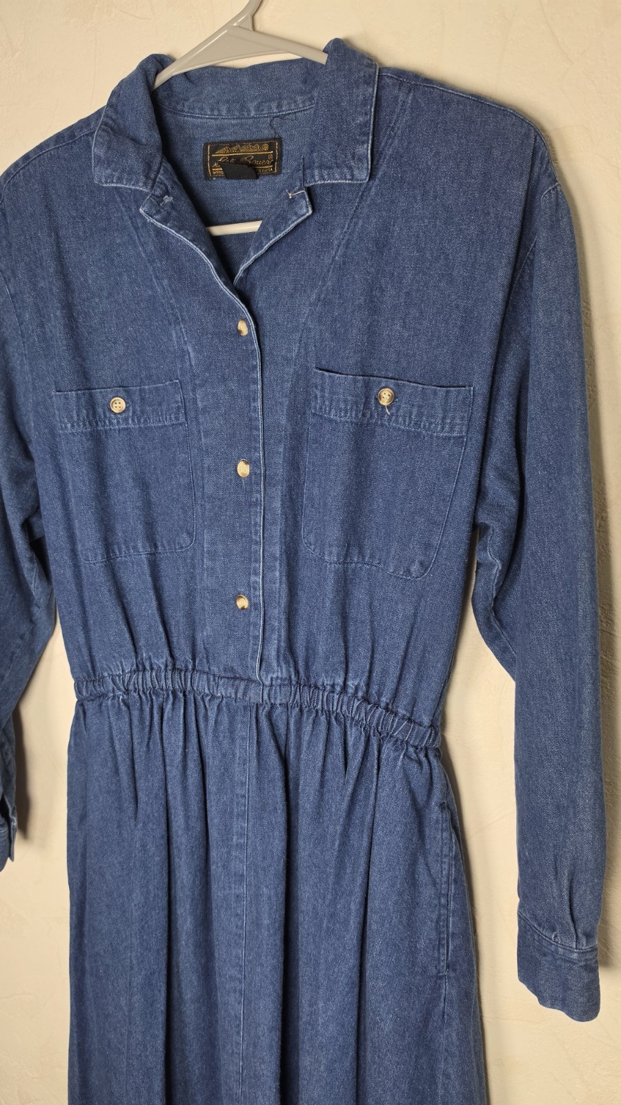 Vtg 90s Eddie Bauer Jean Long Sleeve Dress 100% Cotton Cottagecore Size Small