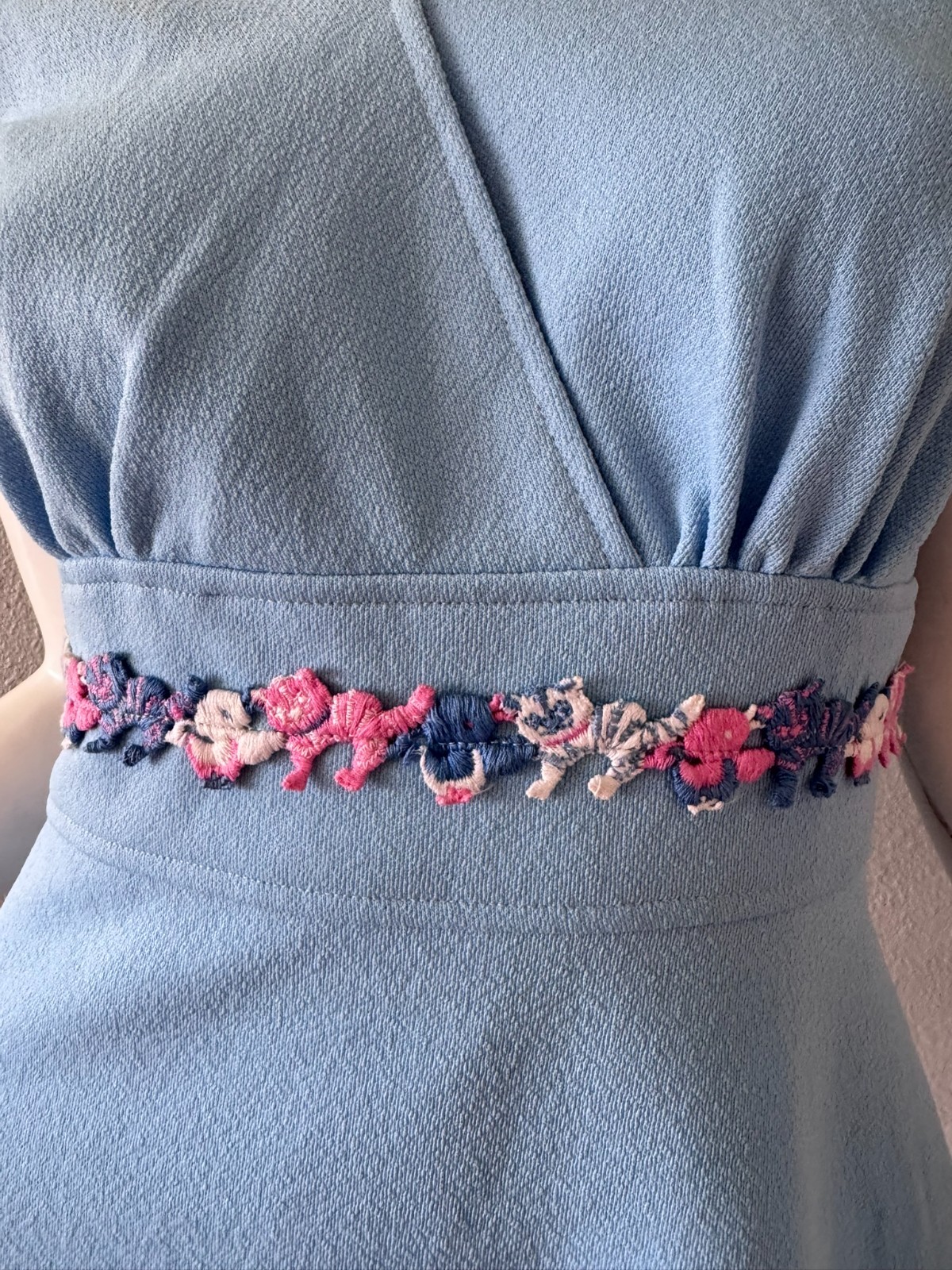 Vintage 60s Blue Mod Go-Go Babydoll Micro Mini Dress M