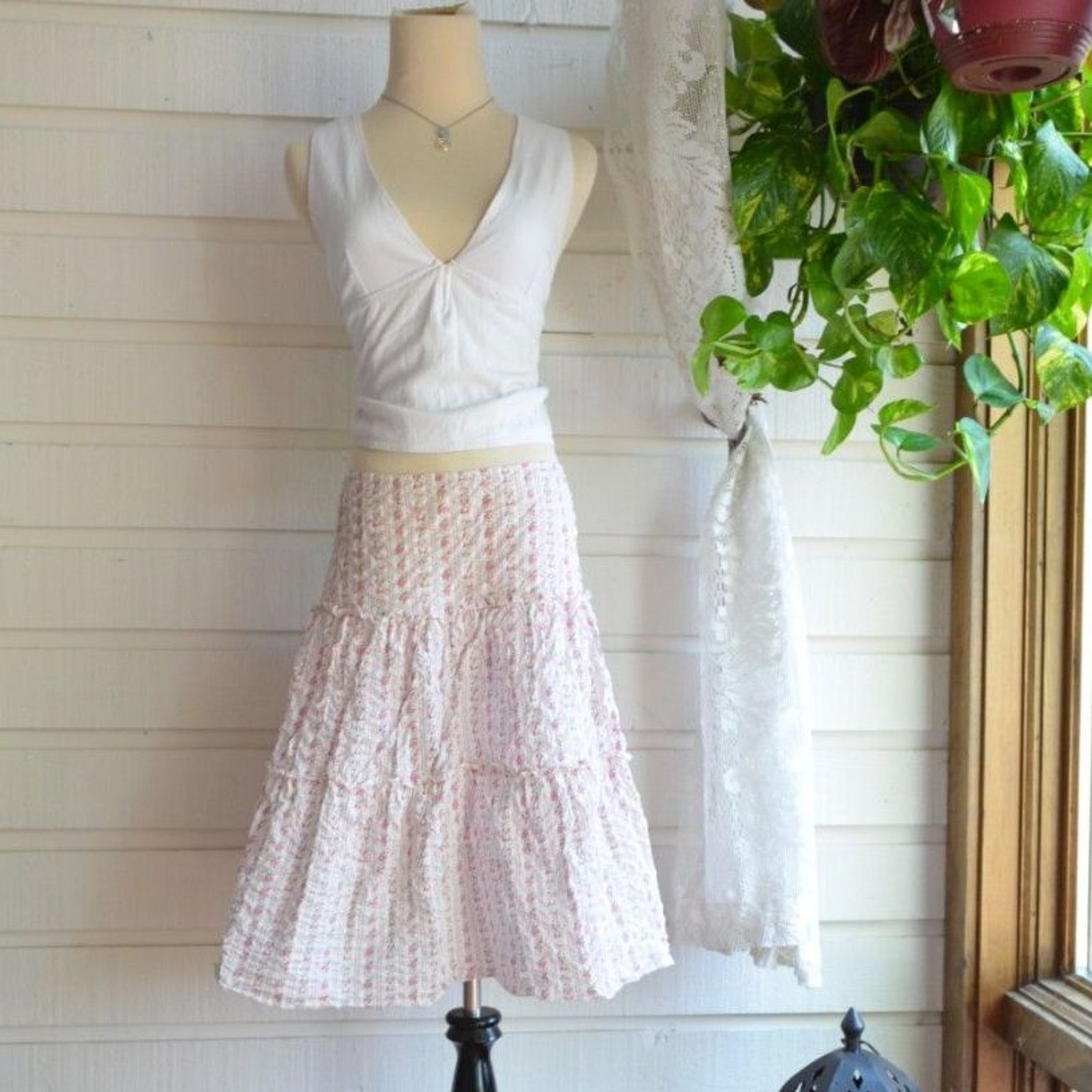 Y2K Mossimo Pink Tiered Ruffle Mini Skirt Boho Coquette – XL