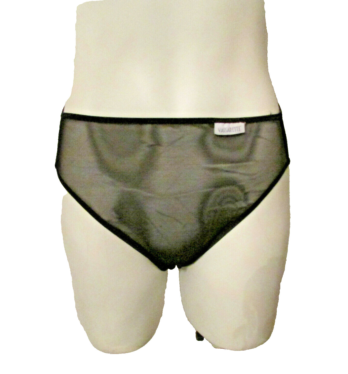90s Vassarette 14-125 Sheer Nylon Black Mesh Hipster Bikini Panties 6/42 Panty