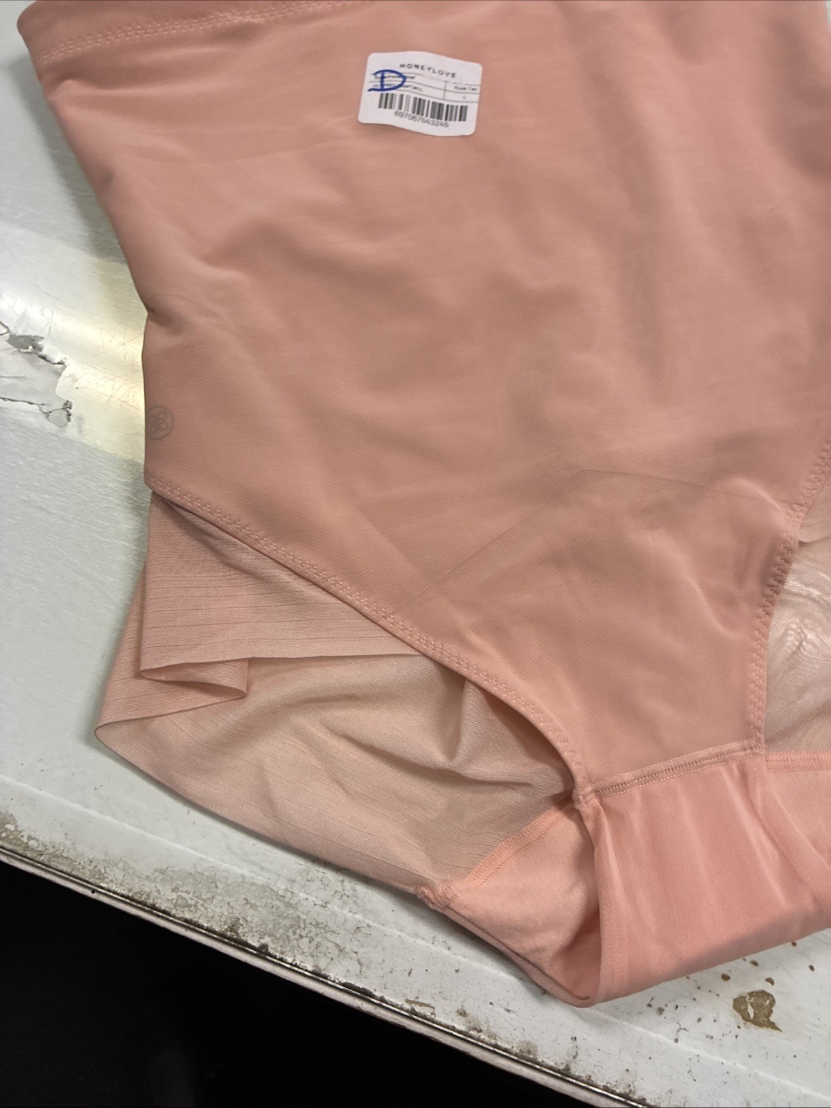 Honey Love High Waist Panties Shape-wear Slimming Nylon Spandex SZ L Rose Tan