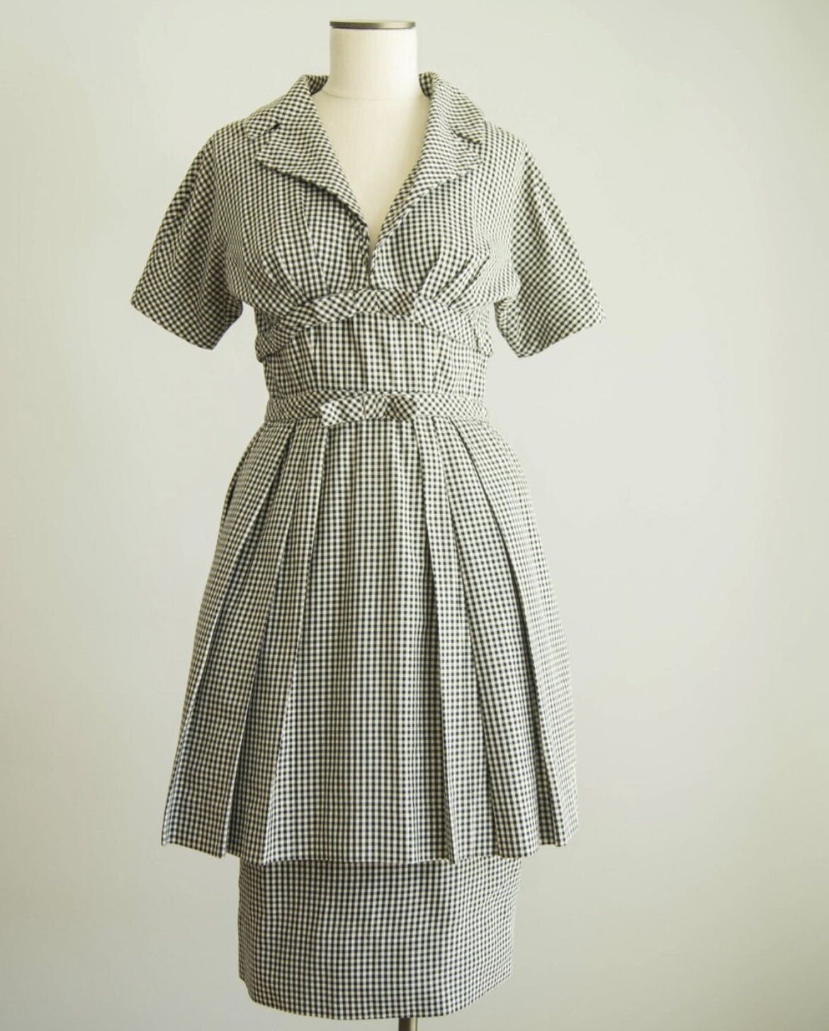 Monochromatic Midcentury Modern Marshall Field MCM 1950s Checkered Party Dress