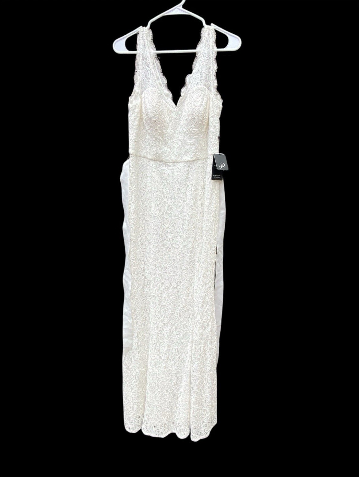 NWT Adrianna Papell Women’s Long Sleeveless Gown w/ Illusion Wedding Gown Sz 10