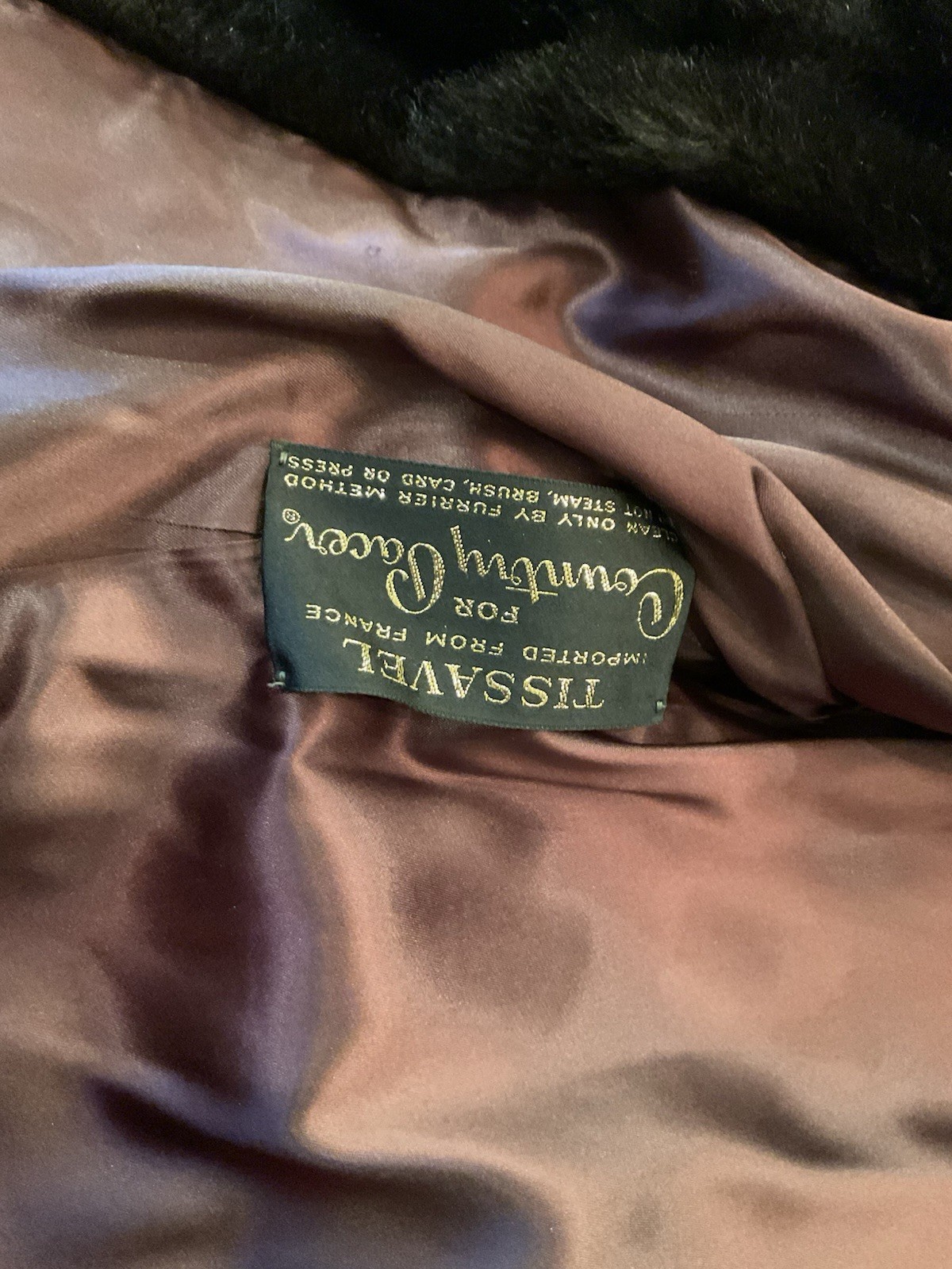 Vtg Tissavel France Country Pacer Faux Mink Fur Coat S/M Jacket Mob Wife 1970s