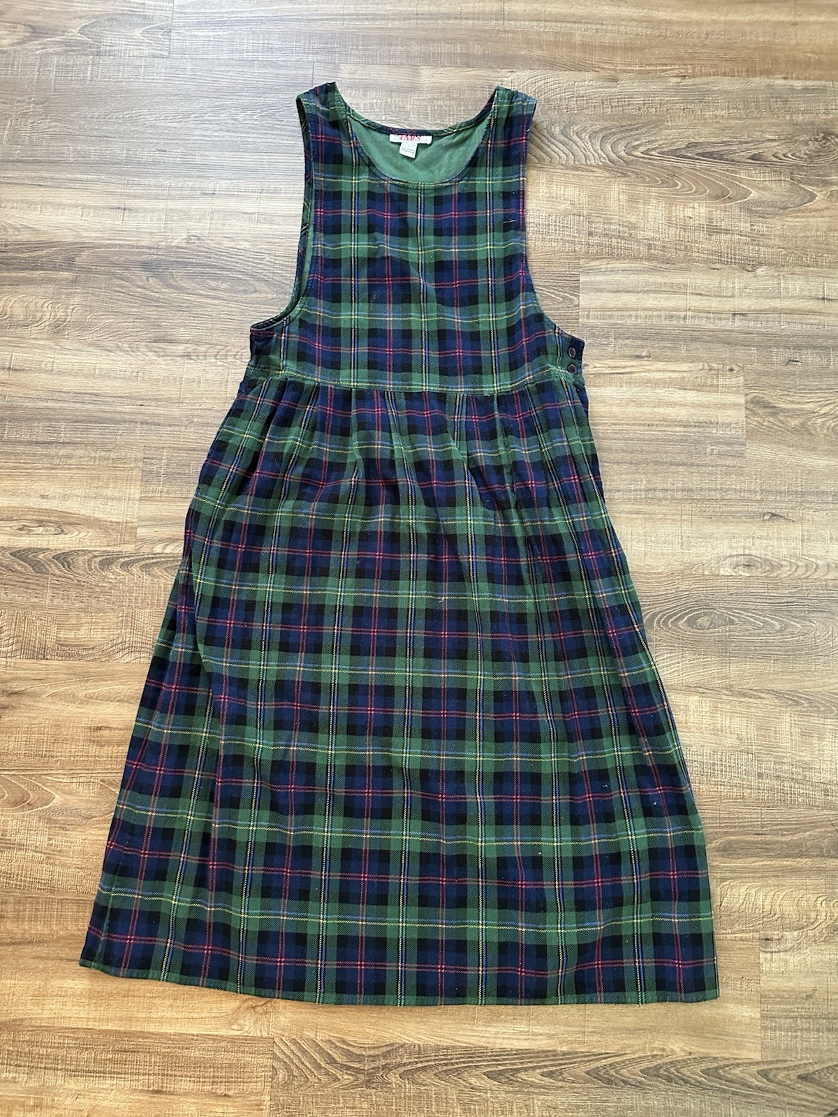 1980s FADS brand plaid corduroy jumper Tartan Plaid L Dress