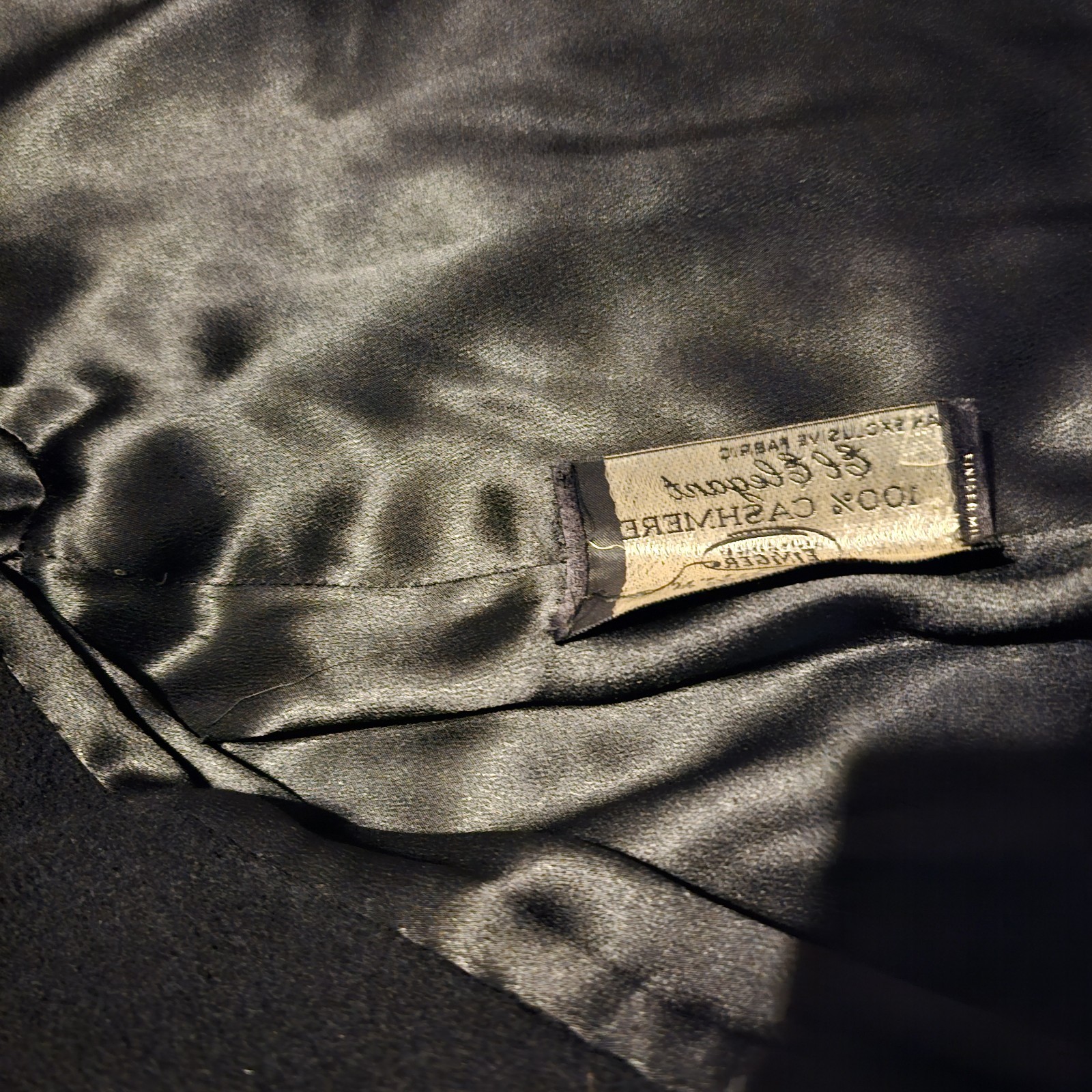 Vintage Country Tweeds Einiger Black Cashmere Trench Coat Ladies Long