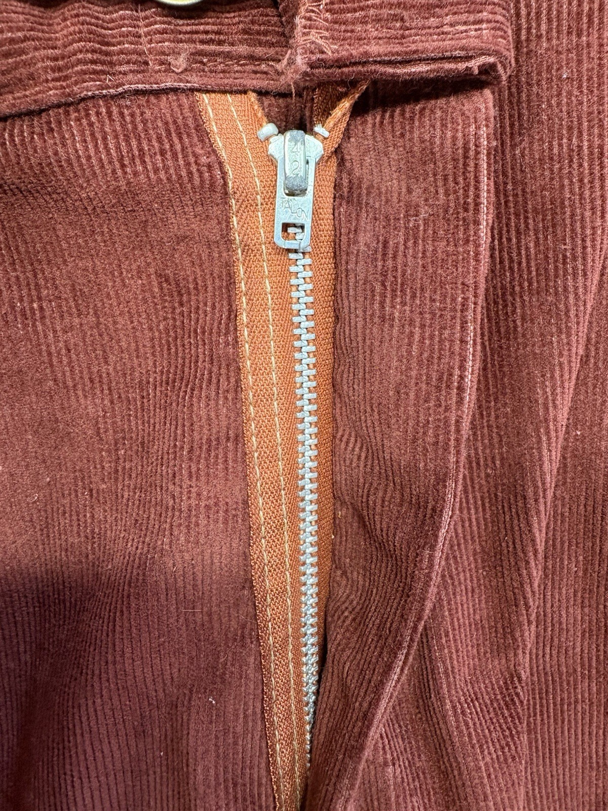 1960s Flare Corduroy Bell Bottoms Rust Red Vintage Talon Zipper Size 38×29