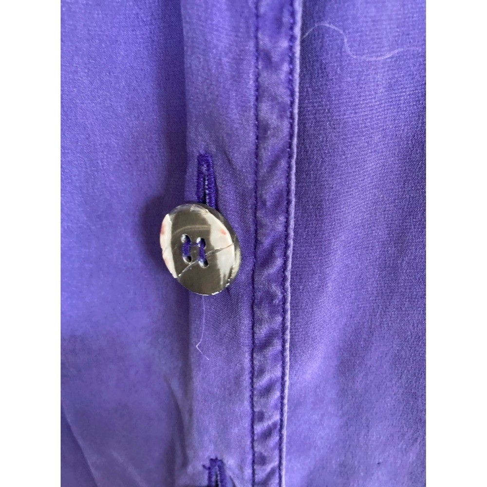 Vtg Carole Little Purple Three Piece Silk Pants Jacket Top Set Size 8P 80s