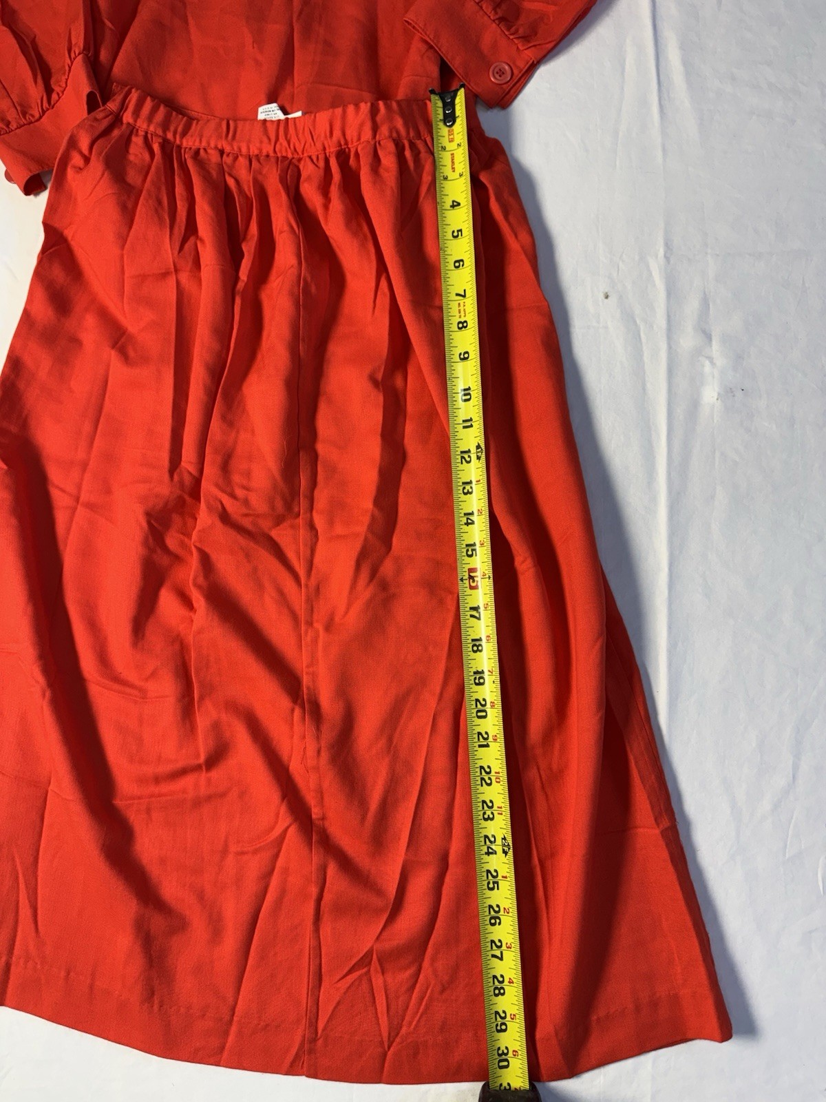 Folio By Fire Islander Vintage 60-70s Orange Collared Skirt & Blouse Set Sz 12