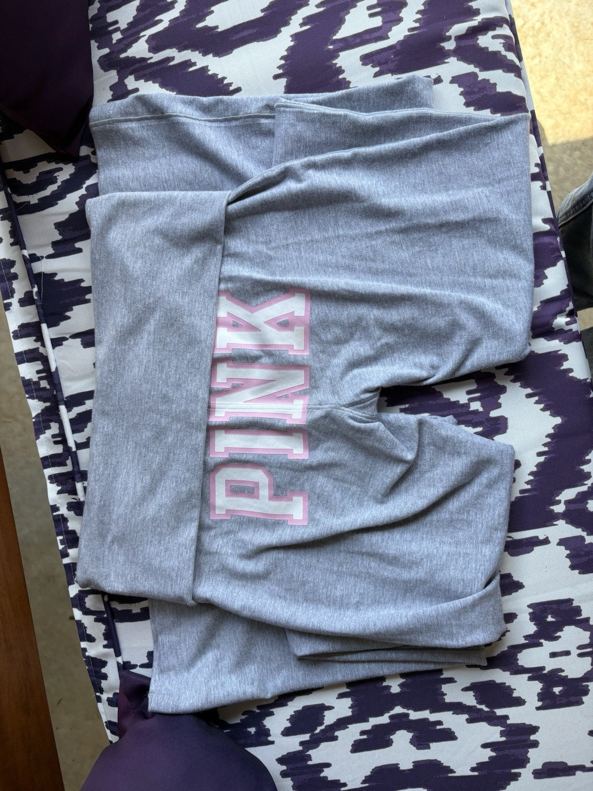 Y2K foldover yoga flares ALL-DAY COTTON Leggings heather grey & pink