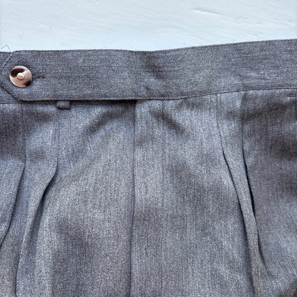 Vintage Women 10 Pleated High Waist Pant Trousers Grey Straight Leg Office Work