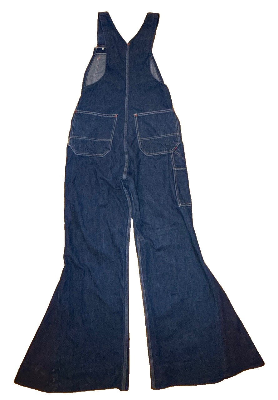 Vintage 1950s 50s Denim Overalls Custom 70s Flare Bell Bottom OOAK Jeans Sz 8