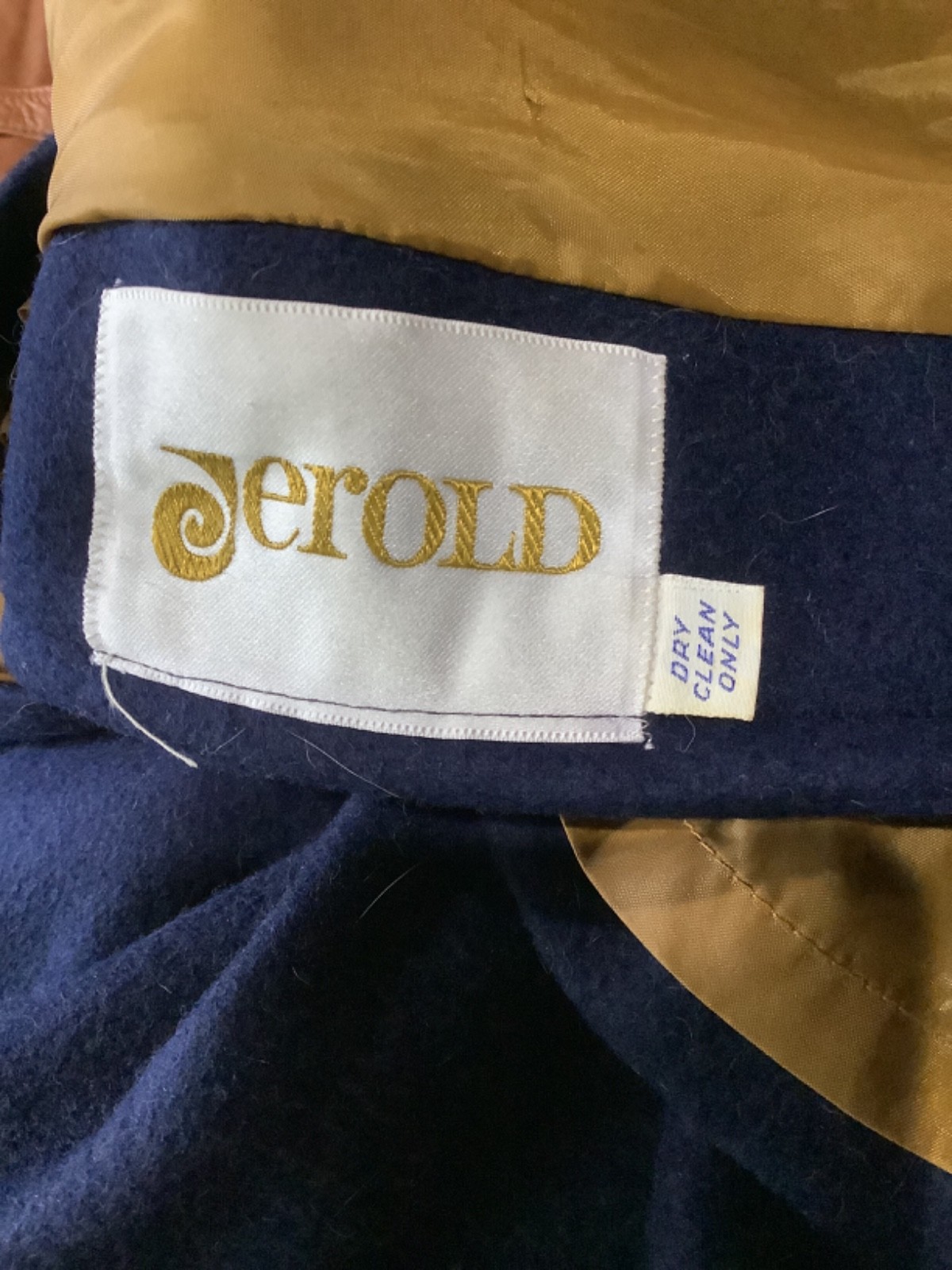vtg 1960s Jerold Navy blue wool cape coat w/ gold buttons O/S