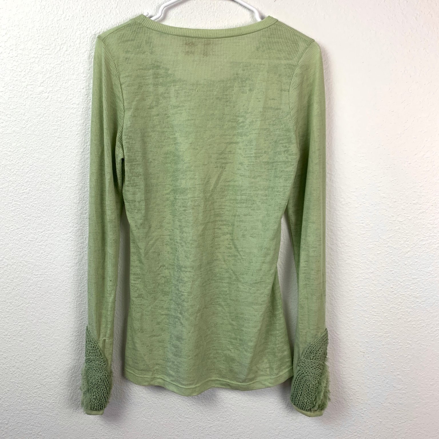Y2K BKE Thermal Waffle Knit Long Sleeve Shirt Green L Bella Swan Twilight