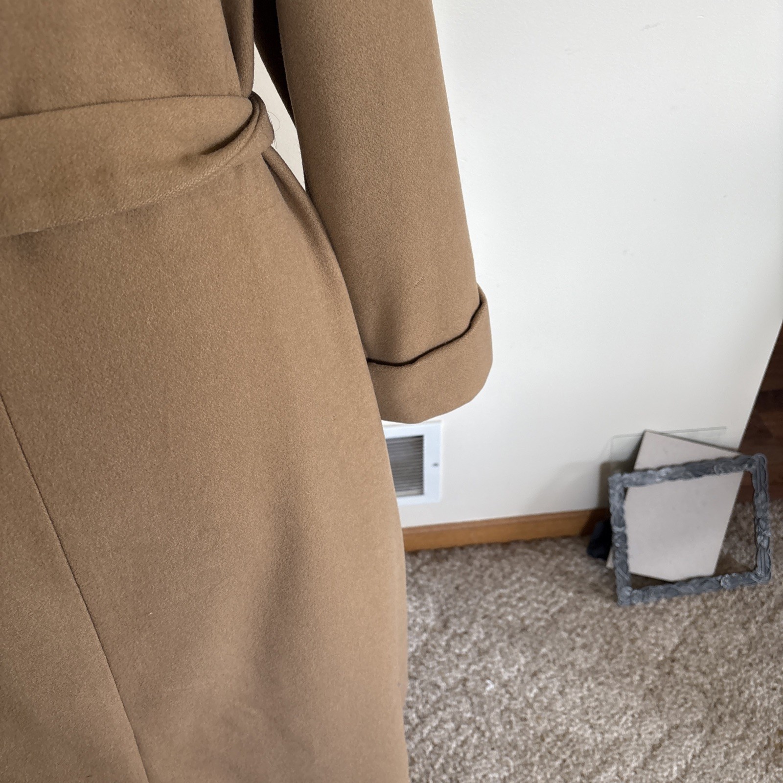 Vintage Donnybrook Womens Tan Wool Coat Full Length Size 10 Made In Russia
