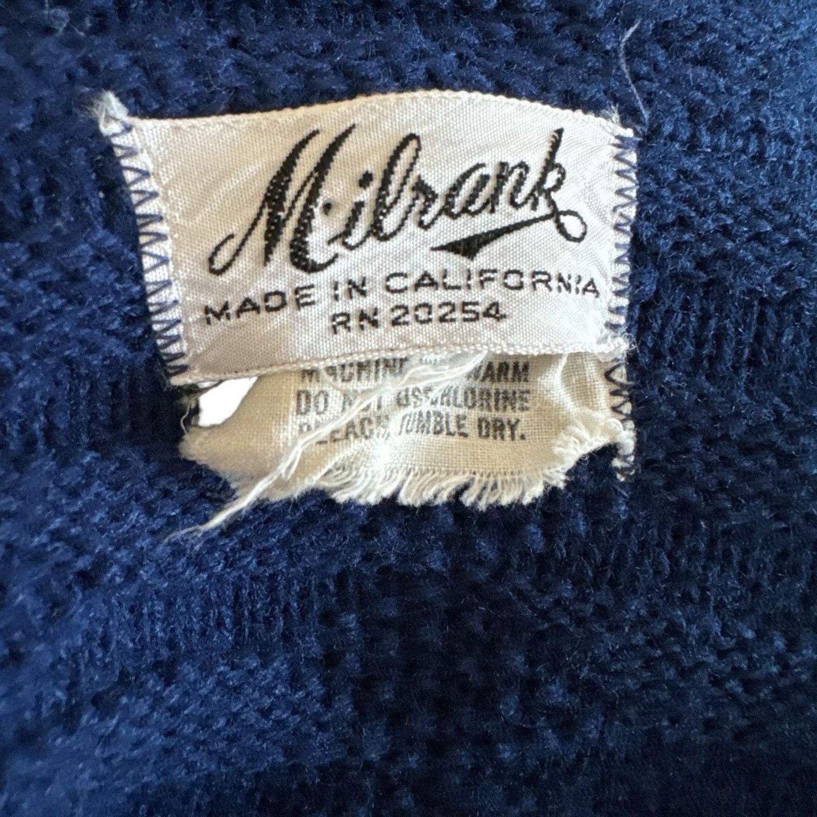 Vintage 70’s Milrank California Navy Blue Knit Cardigan Sweater House Jacket