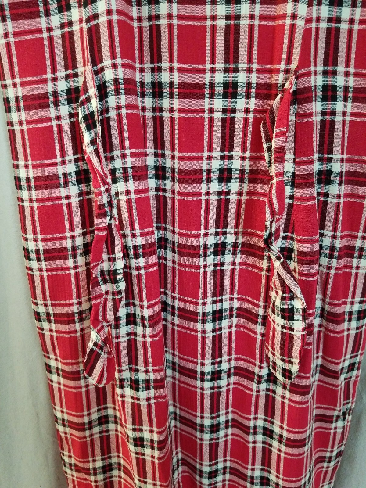 MISTY LANE ILGWU Union Label Red Black White PLAID Midi DRESSS Vtg 80s Sz 4