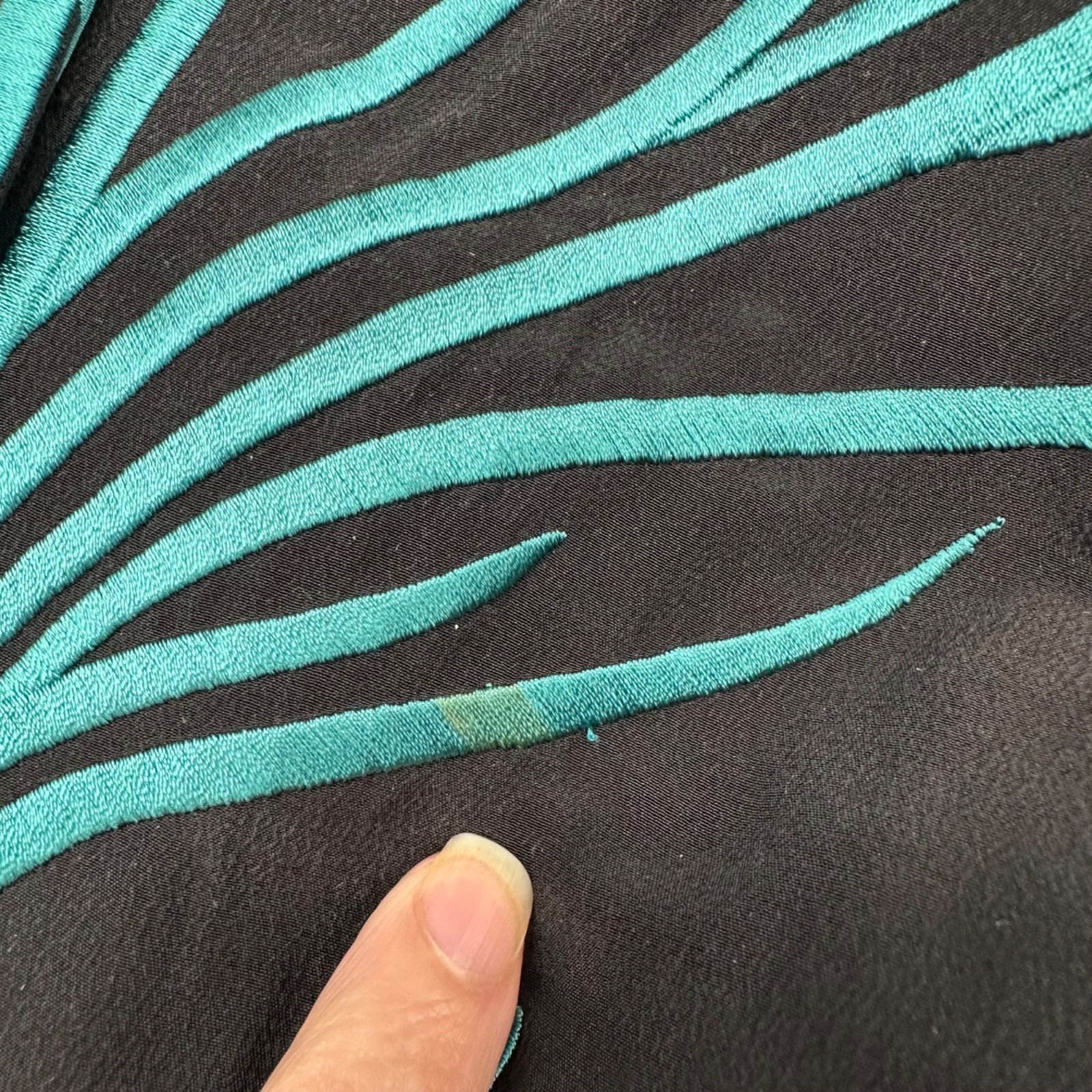 Vintage Bob Mackie Wearable Art Shirt Silk Western 90s Blouse Teal Black 1X READ