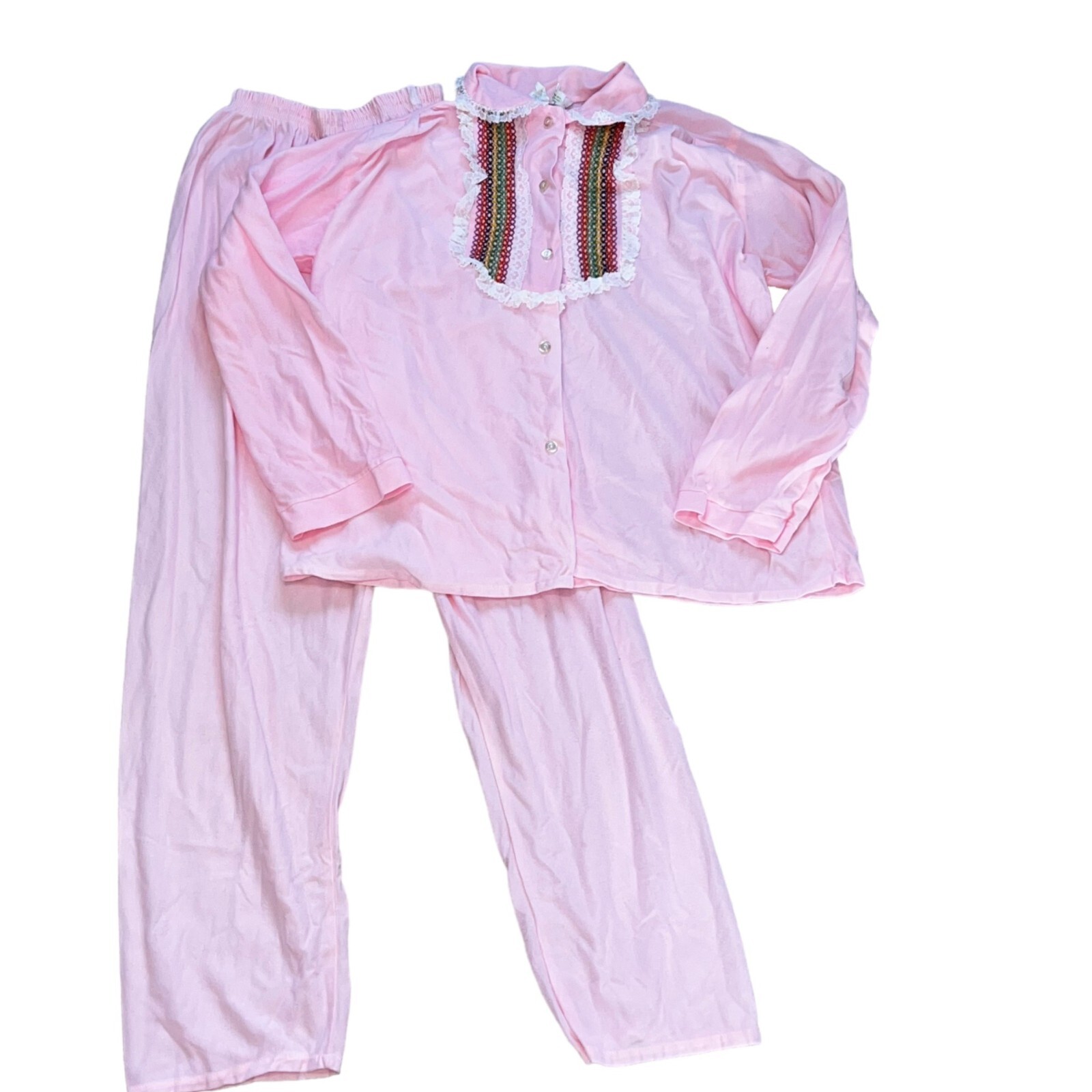 Ideal Lady Pink Size 36 Vintage Acetate/Nylon Pajama Sleepwear Set