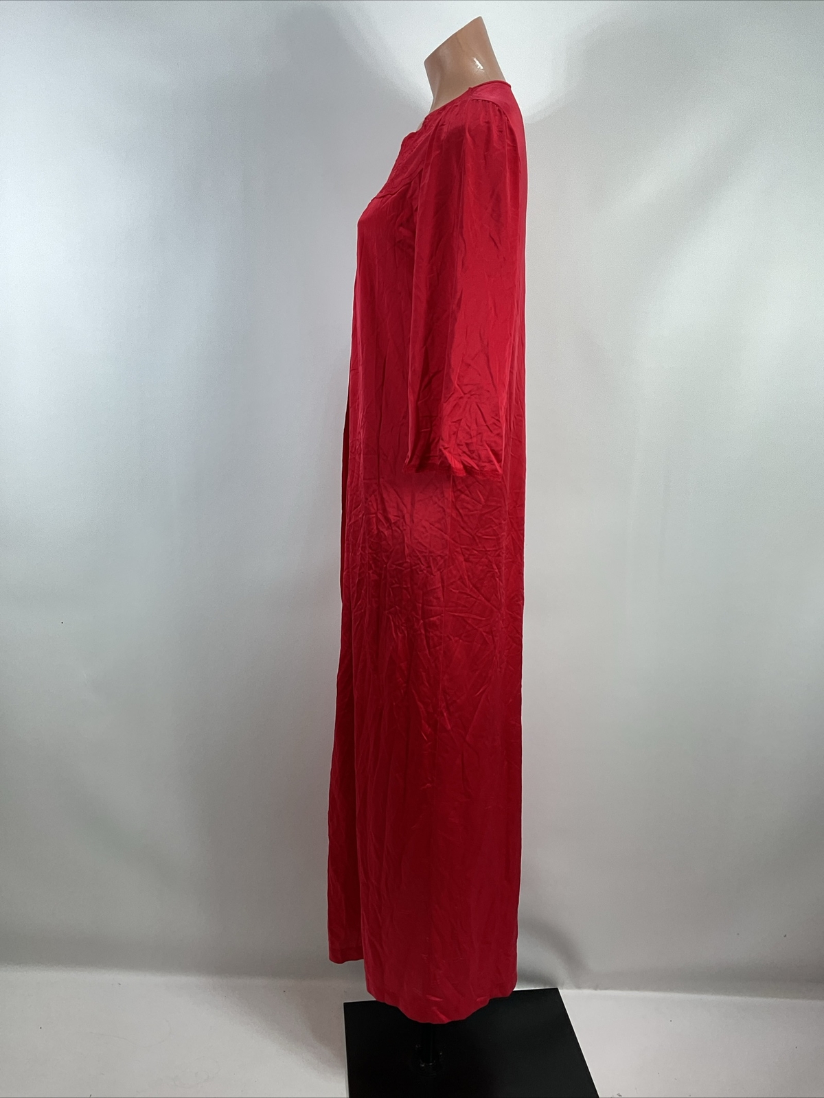 Vintage Shadowline ruby garnet red lace nylon robe negligee peignoir elegant S