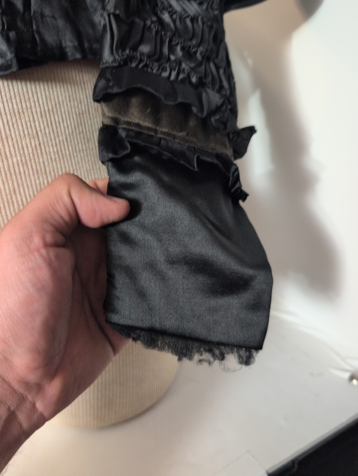 Antique Victorian Black Bodice Top 1890s Mourning Jacket Embroidery