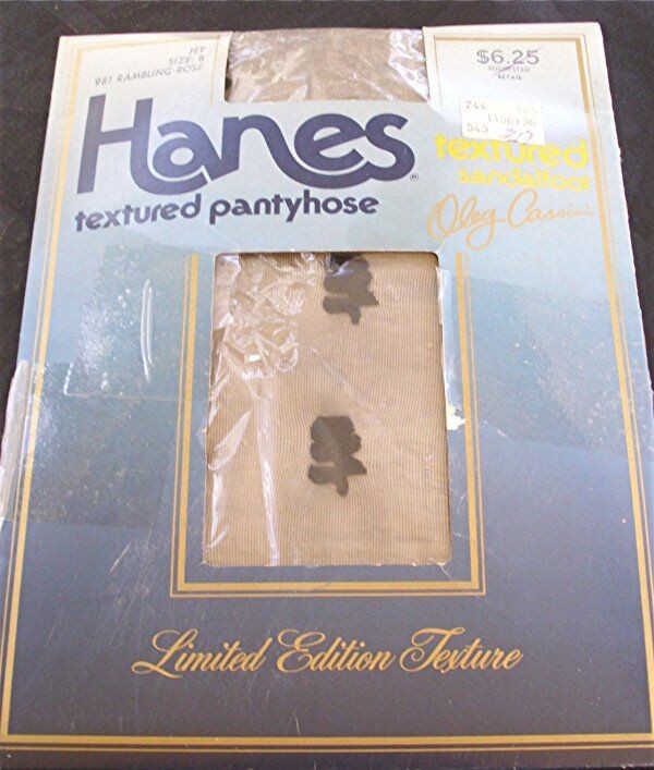 PR VTG HANES OLEG CASSINI JET RAMBLING ROSE TEXTURED PANTYHOSE SZ B