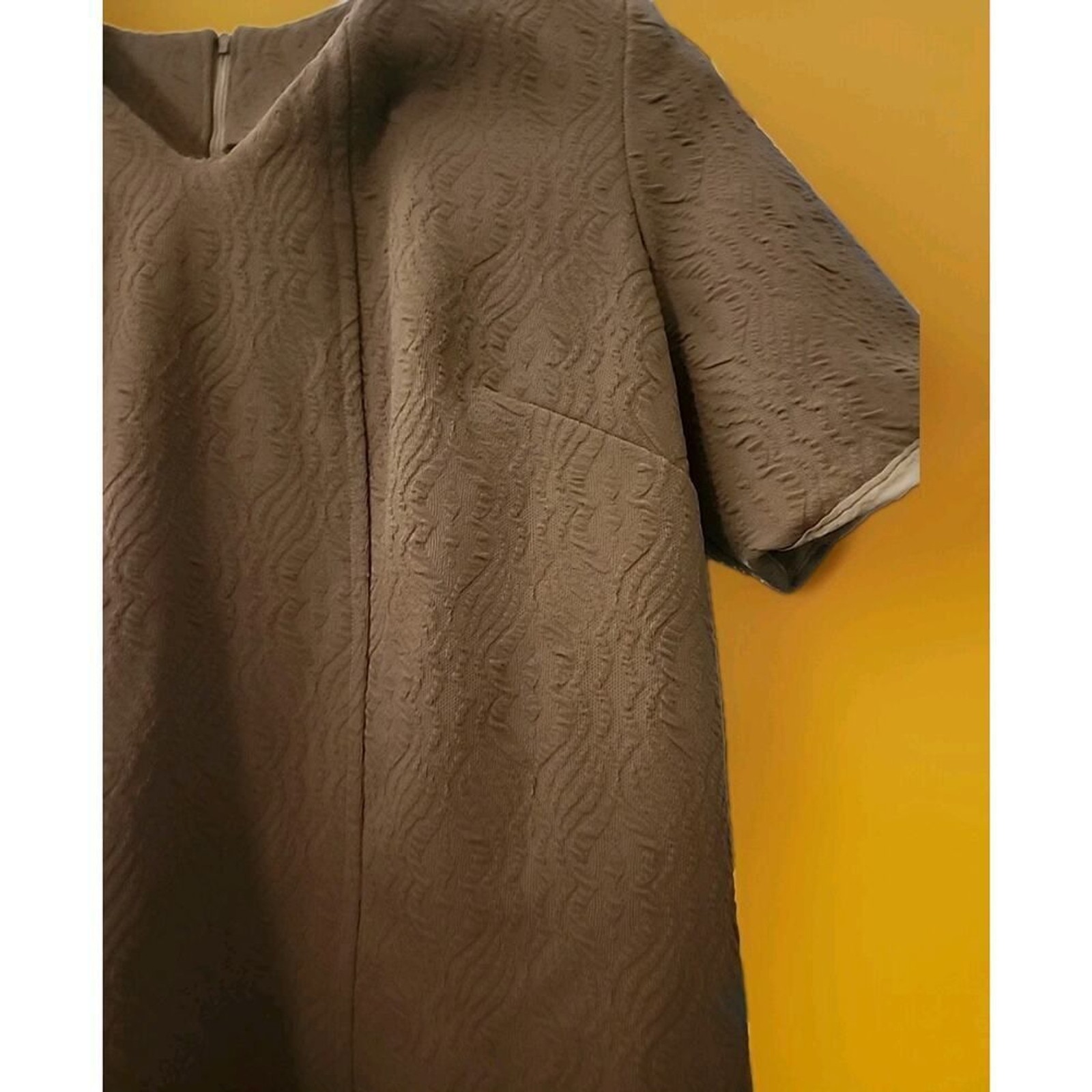 Vintage Beige Dress House Day Shift Dress 60s Small A99 Madmen Sixties