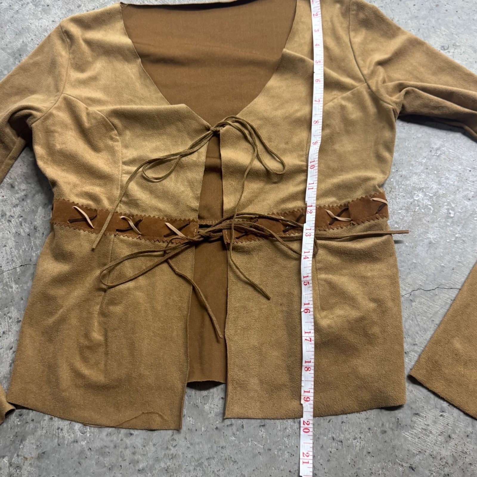 VTG Zako Women’s Brown Suede Bell Sleeve Top S/S Western Y2k Retro Bho Indie